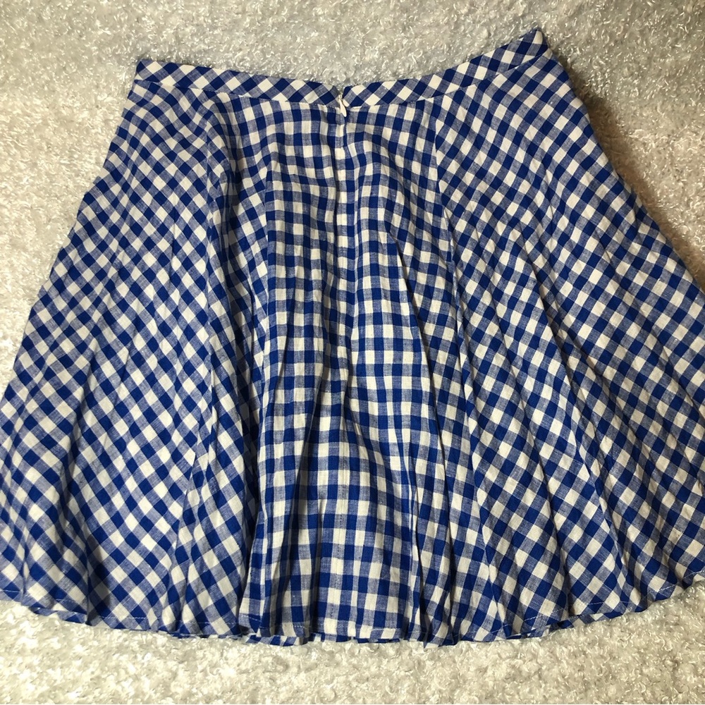 J. Crew Gingham Blue White Linen Skirt sz 4 - Picture 2 of 10